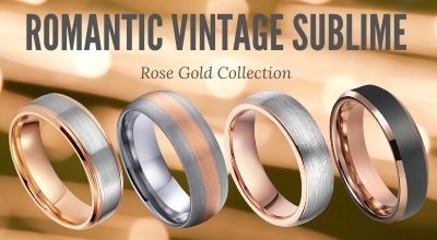 Rose Gold Mens Tungsten Rings with Titanium