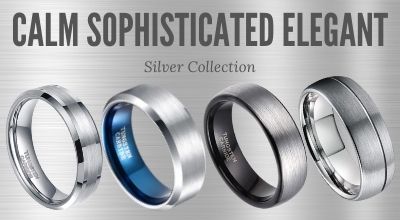 Silver Mens Tungsten and Titanium Rings