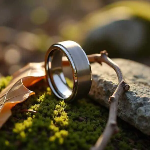 A lightweight and comfortable to wear mans titanium silver wedding ring