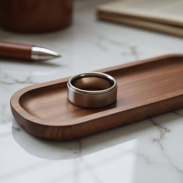 Mens titanium wedding band or engagement ring for him. Personalised ring engraving option.