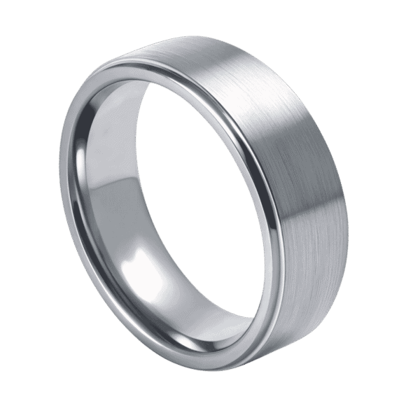 An impressive mens titanium ring. This silver ring for him is perfect as both a mans wedding ring or as a gents fashion statement ring.