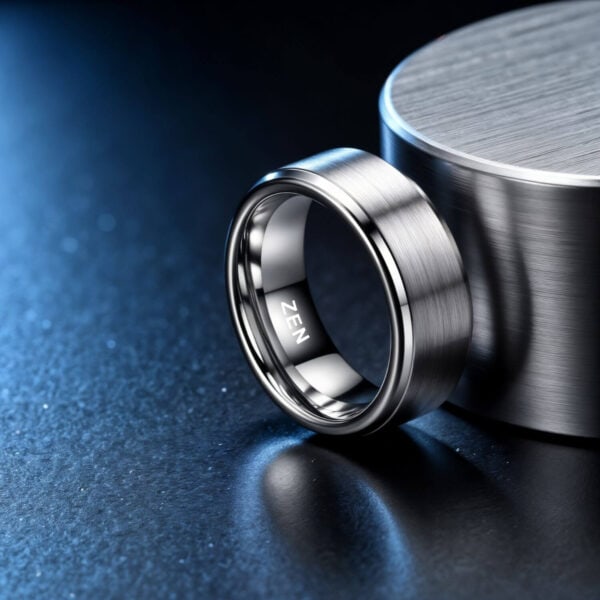 Stunning mens wedding band - silver tungsten