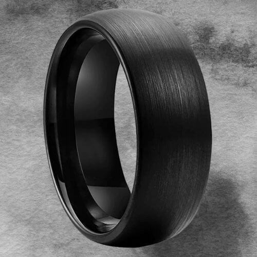 mens black ring brushed tungsten domed comfort fit modern style design