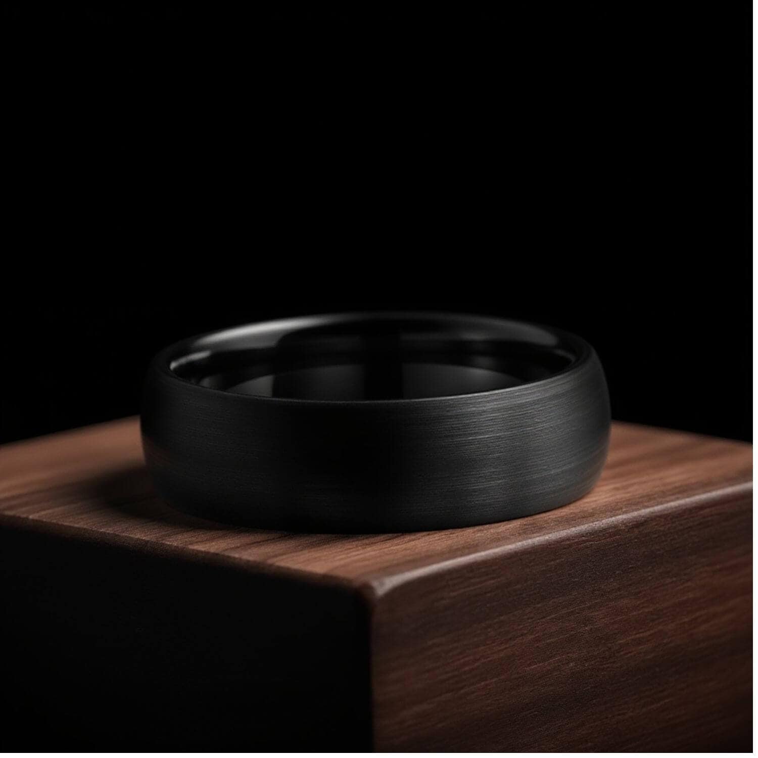 Mans wedding band - Tungsten - Black design - Professional look for males
