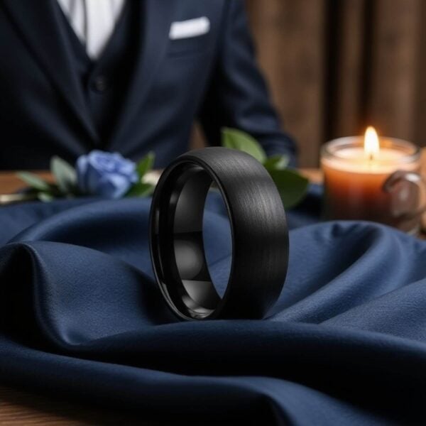 Engraved Tungsten promise ring for Men - Sleek Black male design