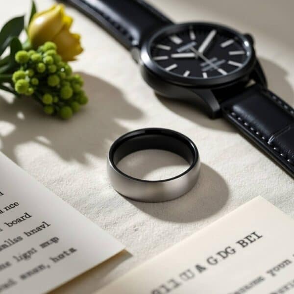 Mans titanium ring perfect as male fashion ring or mens wedding band.