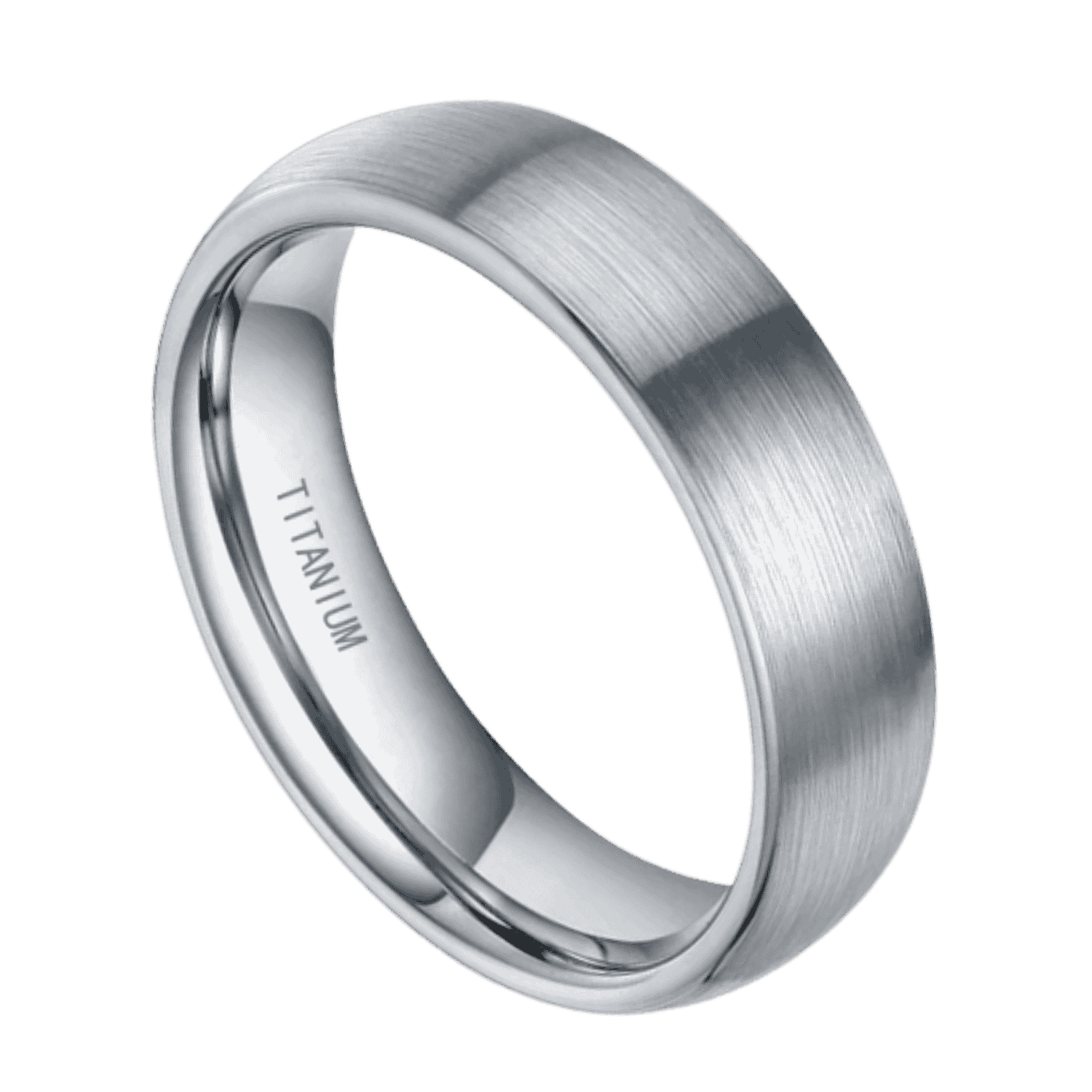 Titanium silver ring for men with brushed finish – mens wedding band, engagement or eternity ring with personalised custom ring engraving.