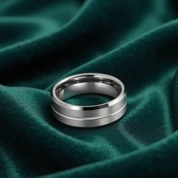 silver tungsten ring for men 6mm or 8mm brushed modern style