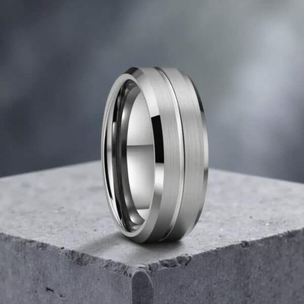 Mans Engagement Ring or a mens ring to celebrate a wedding, anniversary, or special relationship. Silver tungten ring for men.