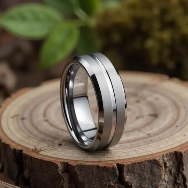 A sleek mens tungsten ring, perfect as a male promise ring, eternity band or as a mans wedding ring