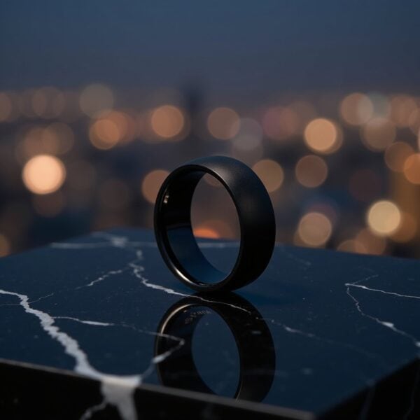 A sleek brushed black ring for gents available in 6mm or 8mm. Made with titanium, this is a super strong yet lightweight ring built for men.