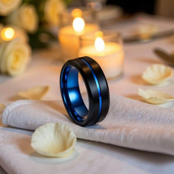 Blue and Black Titanium Ring for Gents