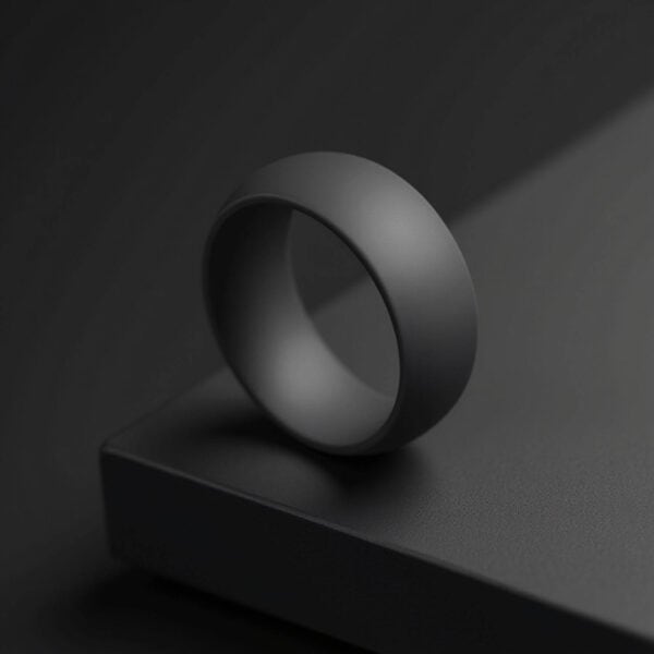 Mens Silicone Ring - Charcoal Grey, Slightly Domed