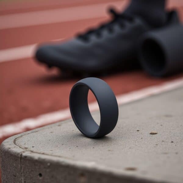 Mans silicone ring - domed shaped silicone band in charcoal grey