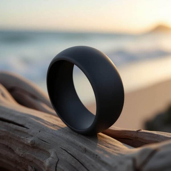 Gents Black Silicone Ring for Gym