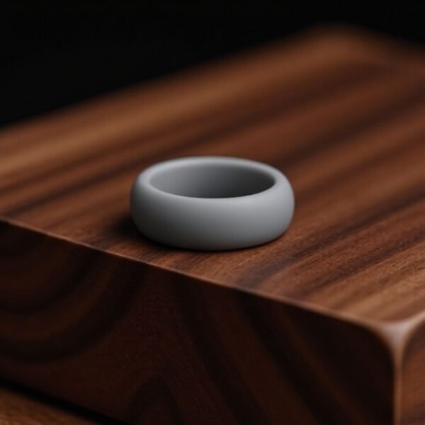 Lightweight and flexible silicone band for guys. Light Grey Silicone Ring.