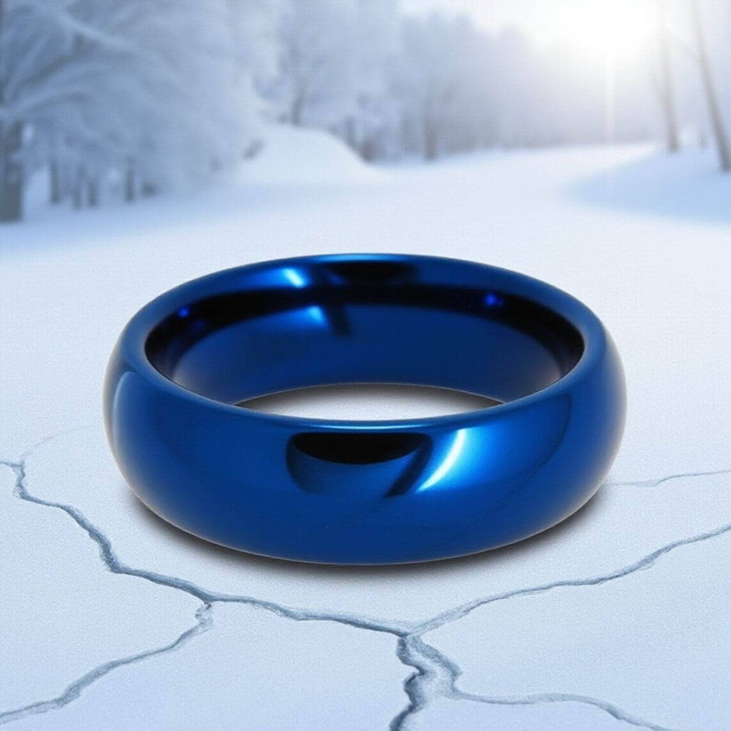mens blue ring 8mm tungsten band modern bold style design