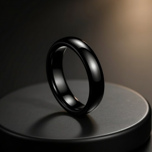 A refined black band for men, crafted as a slim titanium ring with personalised ring engraving for weddings, milestones, or promises.