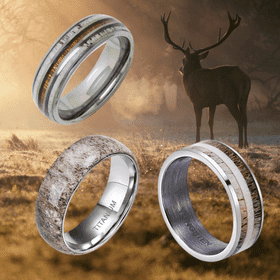 Collection of rings made with antler bone