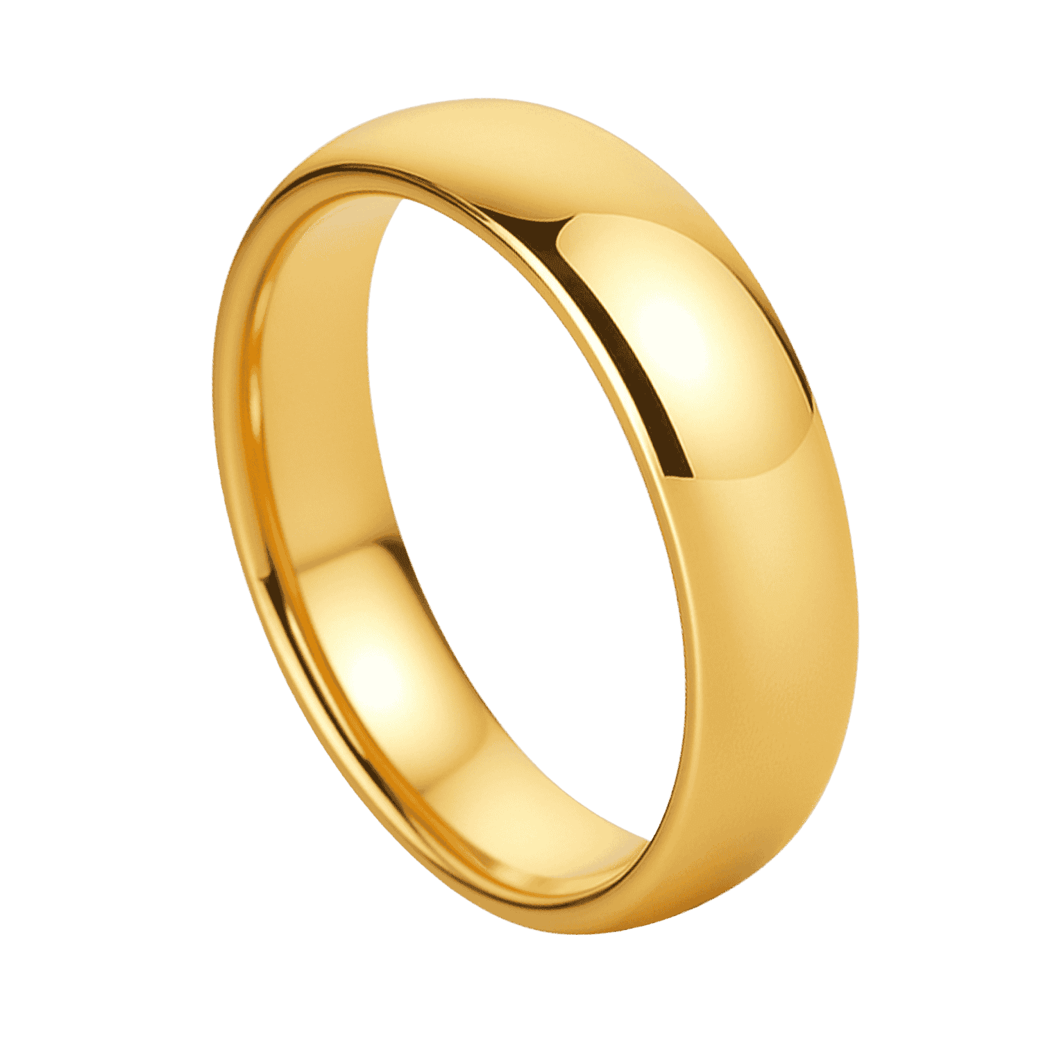 Graceful 4mm gold titanium ring for men, polished slim wedding band or eternity engagement ring with personalised engraving for him.