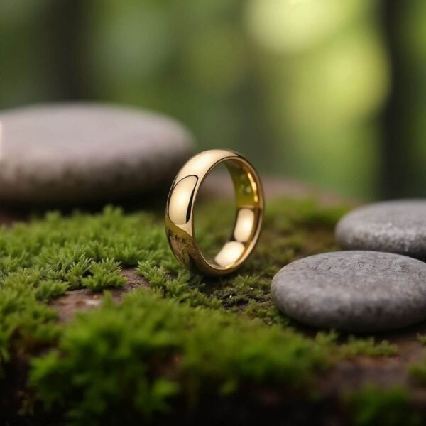 Gold Titanium Mens Wedding Band