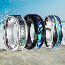 Mens rings made with abalone shell
