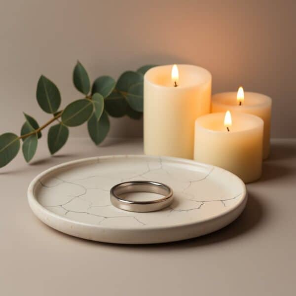 4mm silver titanium ring for men, slim style male wedding band or engagement ring for guys with a polished finish.