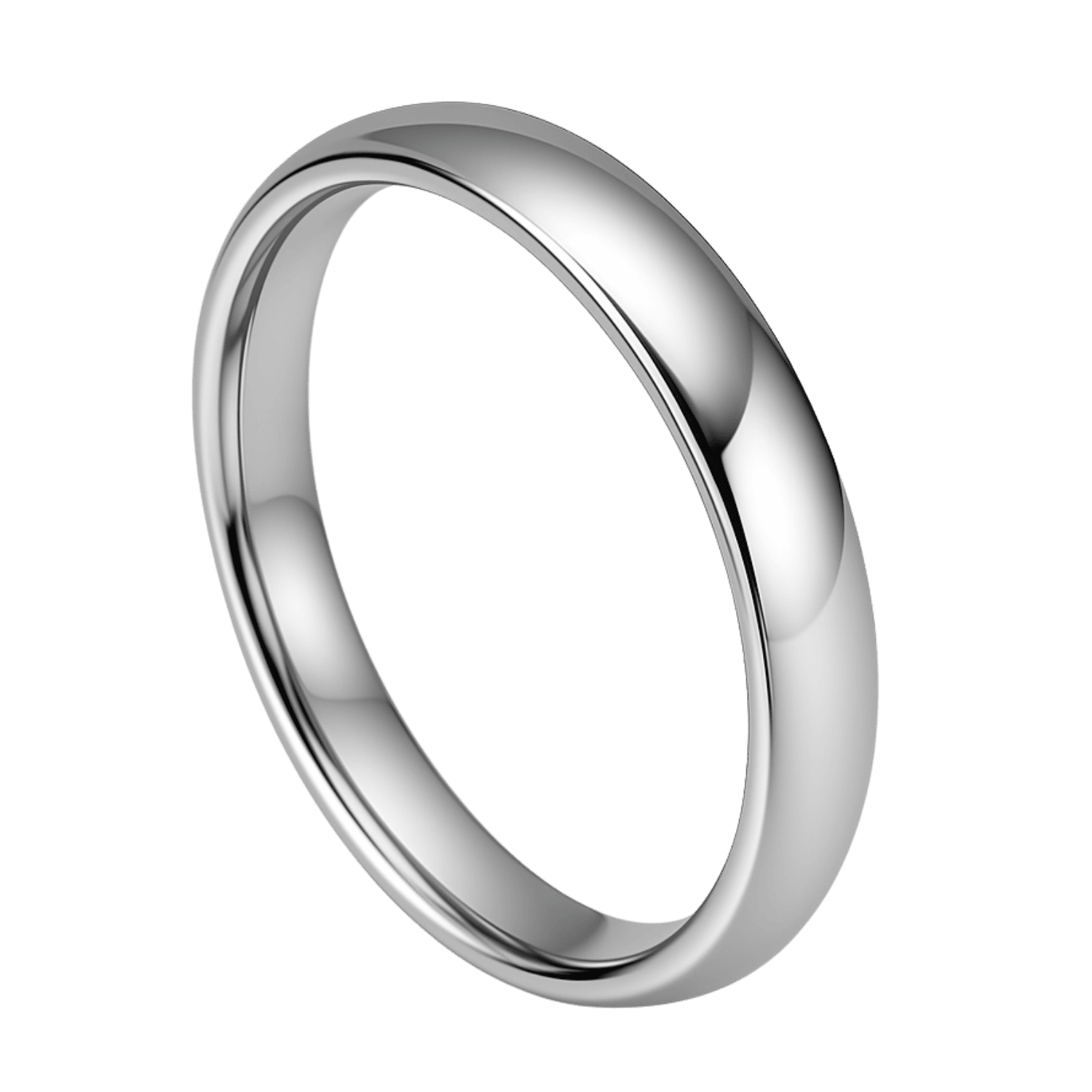 Slim 4mm silver titanium ring for men with brushed centre and polished edges, ideal as a wedding band, engagement ring, or statement ring for him.