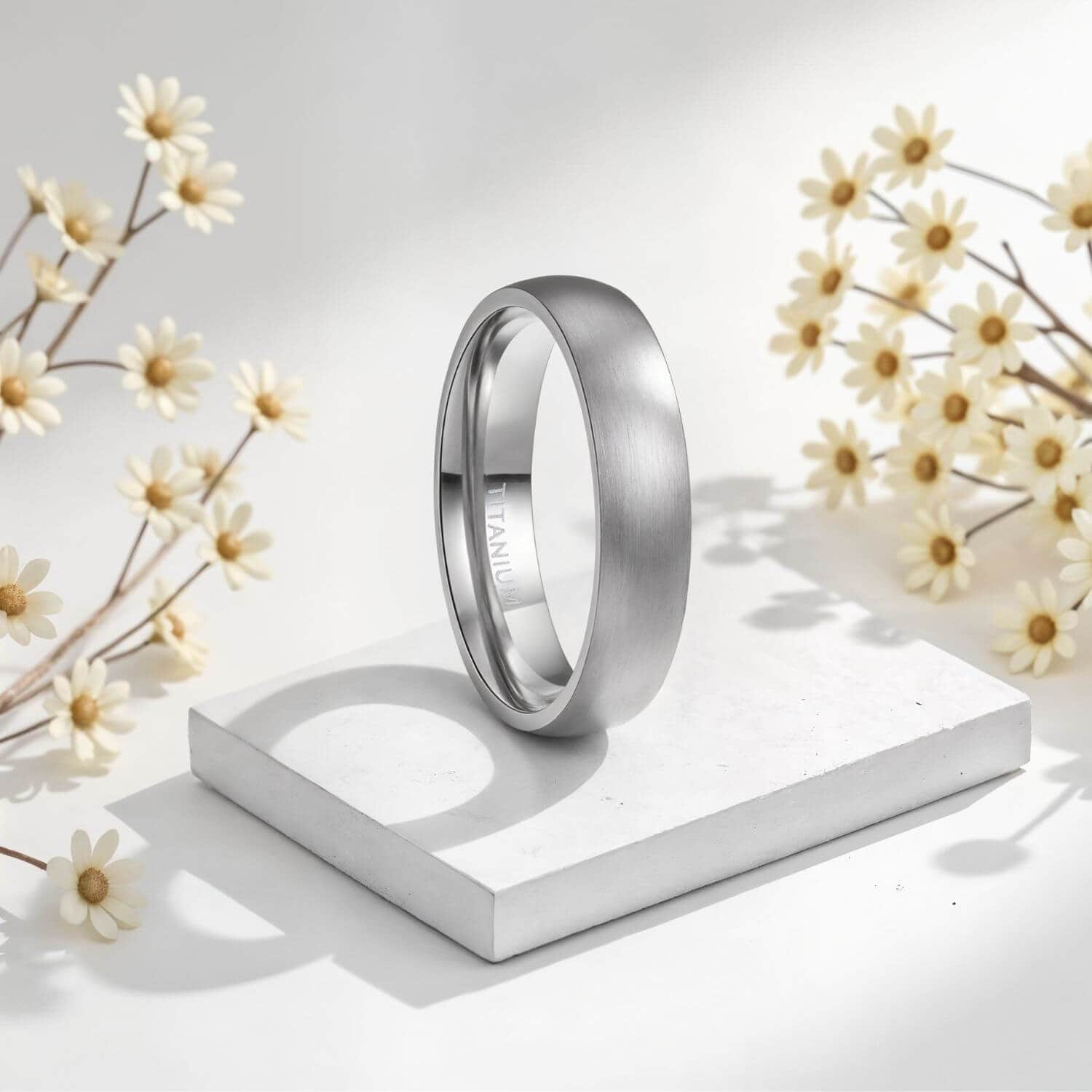 Mens Thin Style Titanium Ring - 4mm Width