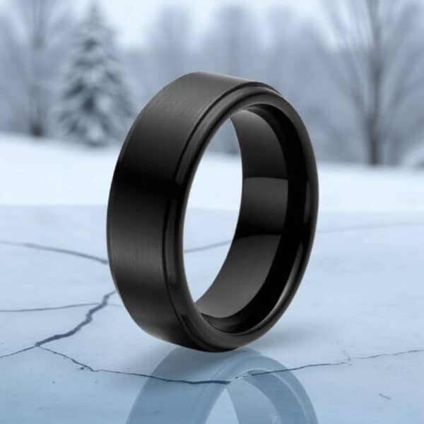 Raised Centre, Stepped Edges Ring for Him made with Ceramic