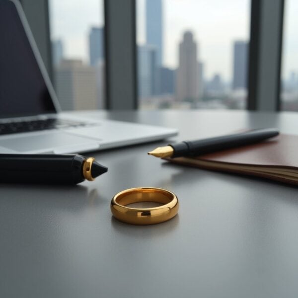 Classic 4mm gold tungsten ring for men, slim style gents wedding band or engagement ring with engraving option.