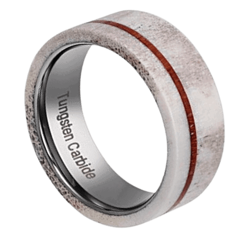 antler bone ring Nimble 8mm silver tungsten