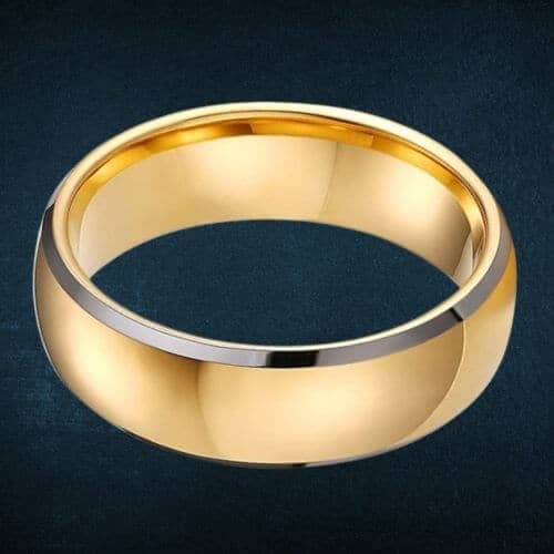 mens gold ring modern traditional style design 8mm tungsten