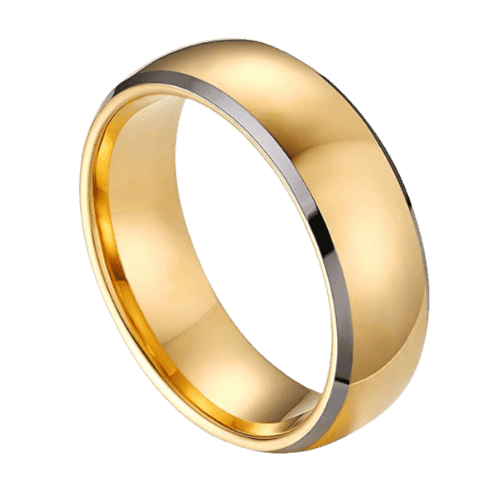 gold mens ring with silver edges Darius 8mm tungsten wedding anniversary engagement in all sizes