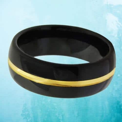 mens tungsten ring 8mm black and gold