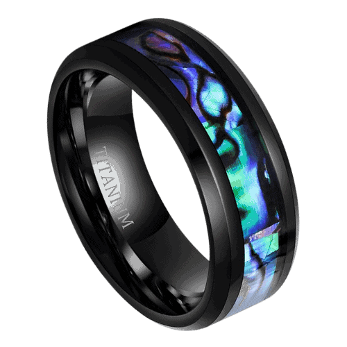mens black ring for wedding anniversary or engagements. 8mm titanium band in all sizes