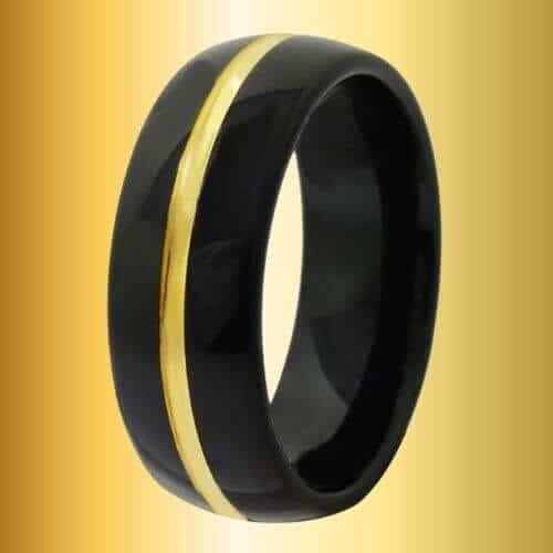 black gold ring for men modern traditional style design 8mm tungsten