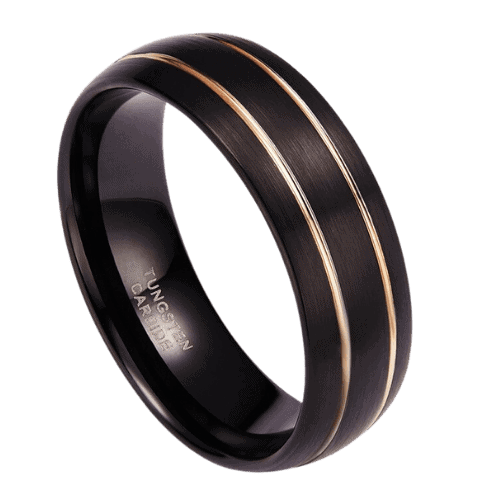 black mens ring with 2 gold bands wedding anniversary engagement ring 8mm tungsten in all sizes