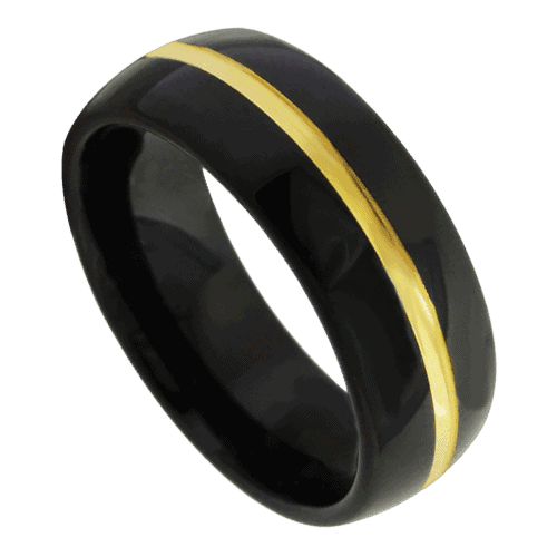 black mens ring with gold centre band 8mm tungsten wedding anniversary engagement ring in all sizes