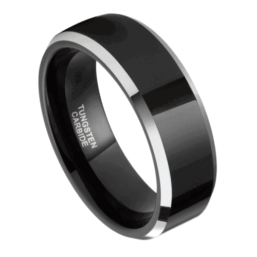 mens black ring wedding anniversary engagement band modern polished tungsten ring 6mm 8mm all sizes