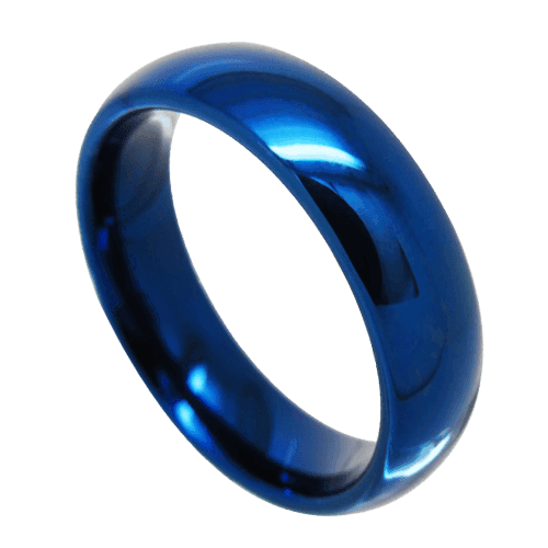 blue mens ring polished tungsten 8mm wedding anniversary engagement band in all sizes