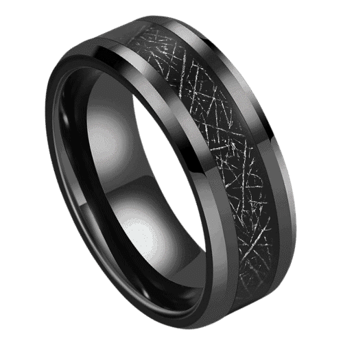 black meteorite mens ring wedding anniversary engagement band in all sizes 6mm 8mm tungsten 