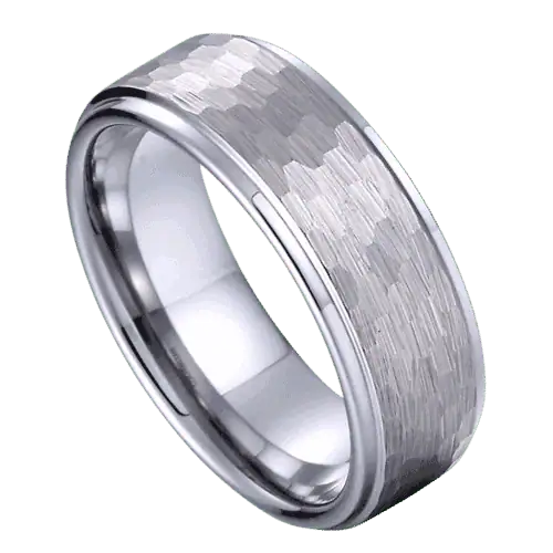 silver mens ring hammered design 8mm tungsten wedding anniversary engagement band in all sizes
