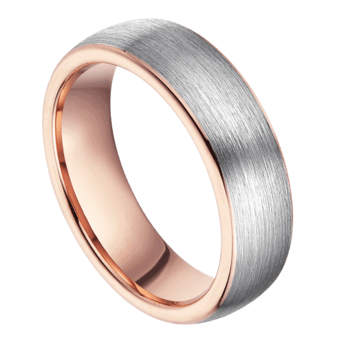 mens silver wedding ring with rose gold tungsten. engagement and anniversary band in all sizes 6mm or 8mm modern style