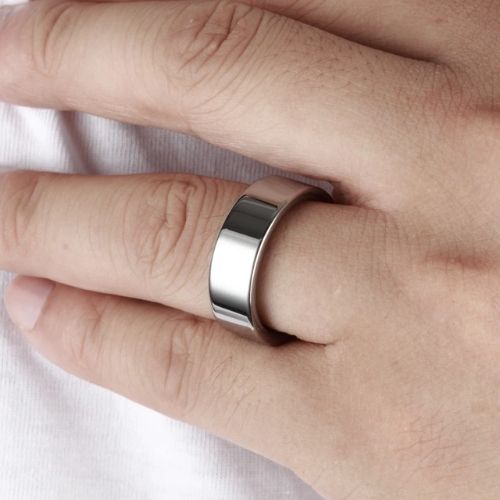 mens silver ring polished 8mm tungsten band