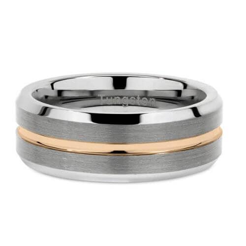silver ring for men with gold band 6mm polished edges