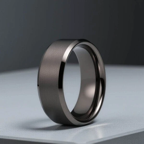 Gunmetal Grey Mens Wedding Band or Engagement Ring