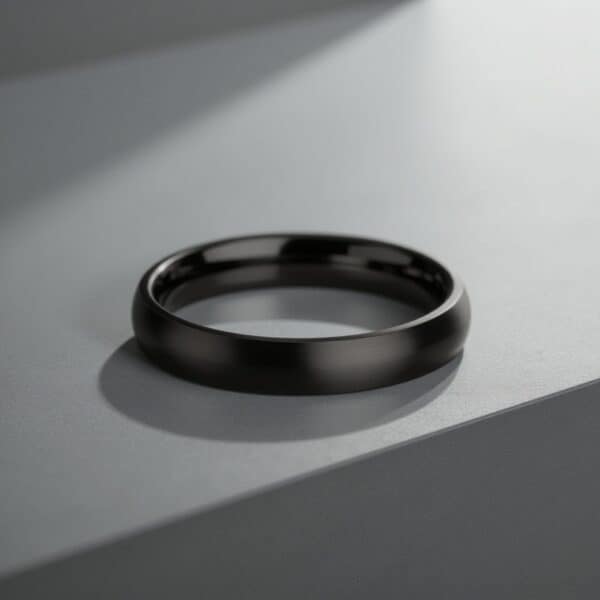 Black Titanium Ring for Him - Brushed Black Surface in a Slim Style Design - 4mm Width
