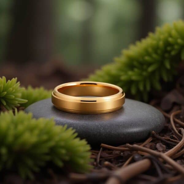 4mm width mans tungsten engagement ring. Gold.