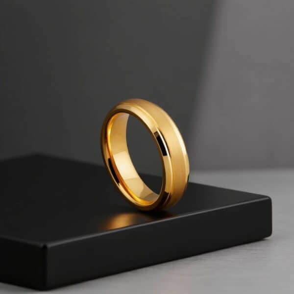 Gold tungsten ring for him